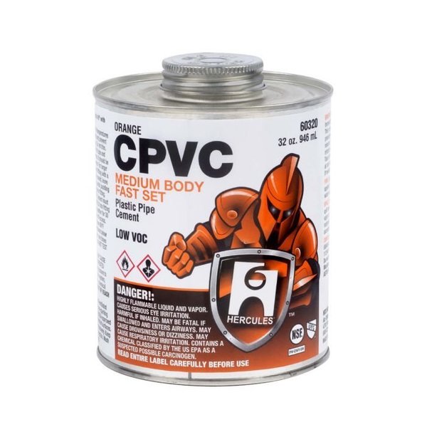 Hercules CPVC Cement, 32 oz, Translucent Liquid, Orange 60320